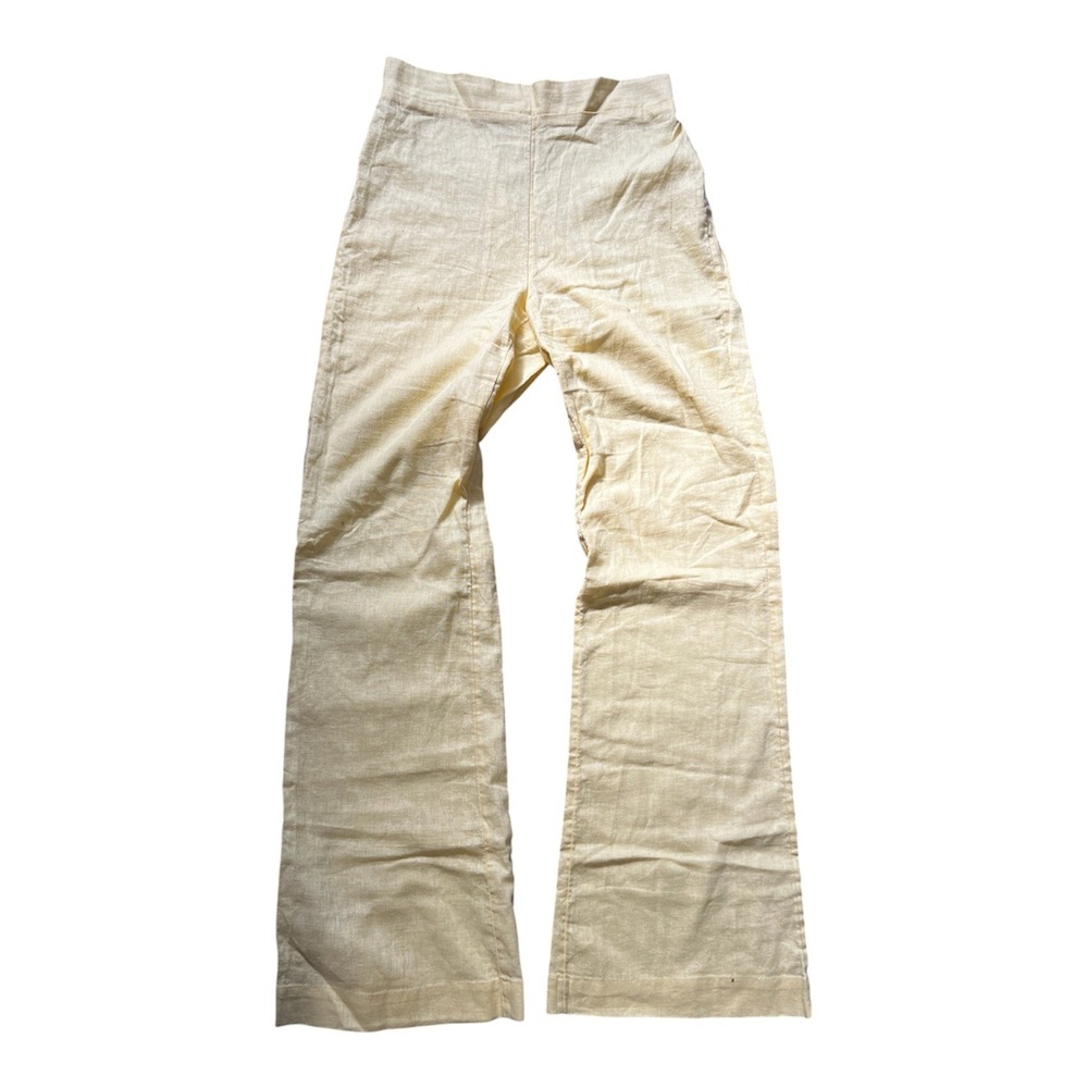 FREE PEOPLE Linen Blend Wide Leg‎ Pants Butter Yellow Size Size XS